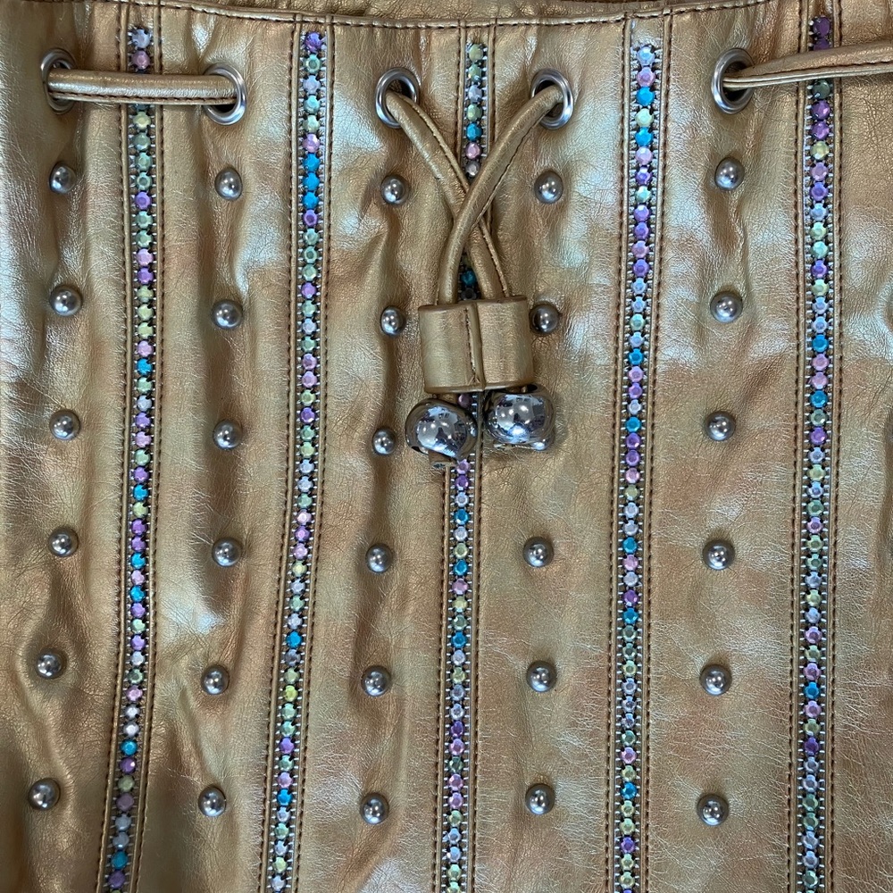Gold Studded Drawstring Bag